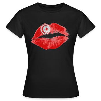 Kiss (Tunisie / Tunisie) - T-shirt Femme - noir - Devant - AI Model Female 172 dark (172cm)