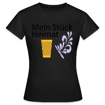 Meine Heimat Geripptes - Apfelwein - Frauen T-Shirt - Schwarz - Vorne - AI Model Female 172 dark (172cm)