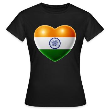 Coeur (Inde / Inde) - T-shirt Femme - noir - Devant - AI Model Female 172 dark (172cm)