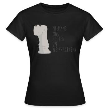 Weihnachtssocke Niemand mag Socken zu Weihnachten - Frauen T-Shirt - Schwarz - Vorne - AI Model Female 172 dark (172cm)