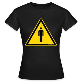 Panneau avertisseur personnes - T-shirt Femme - noir - Devant - AI Model Female 172 dark (172cm)