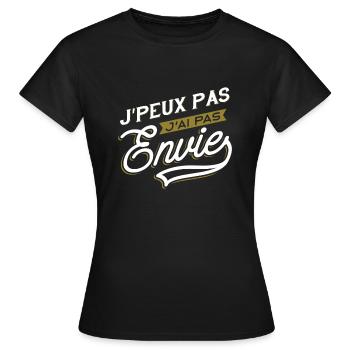 J'ai pas envie humour - T-shirt Femme - noir - Devant - AI Model Female 172 dark (172cm)