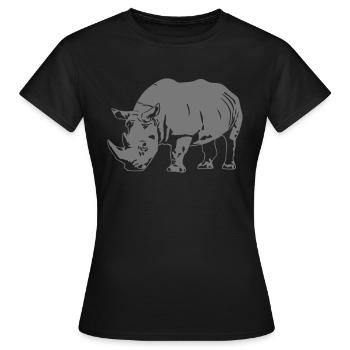Nashorn - Rhino - Frauen T-Shirt - Schwarz - Vorne - AI Model Female 172 dark (172cm)