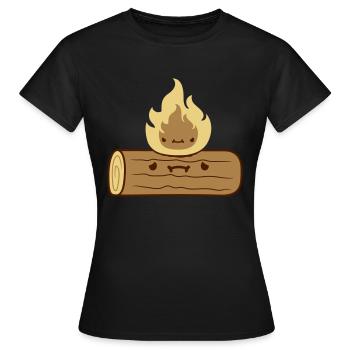 Clipart bois bûche brûle - T-shirt Femme - noir - Devant - AI Model Female 172 dark (172cm)