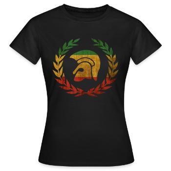 Casque de Troie dans une couronne de laurier - T-shirt Femme - noir - Devant - AI Model Female 172 dark (172cm)