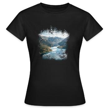 Alpes montagnes lac norvège randonnée - T-shirt Femme - noir - Devant - AI Model Female 172 dark (172cm)