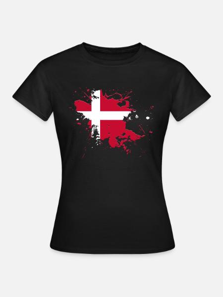 Dänemark Flagge als Farbklecks - Frauen T-Shirt - Schwarz