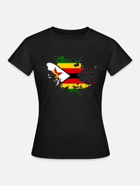 Simbabwe Flagge als Farbklecks - Frauen T-Shirt - Schwarz