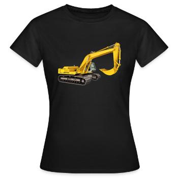 Excavatrice jaune, pelle rétrocaveuse, industrie - T-shirt Femme - noir - Devant - AI Model Female 172 dark (172cm)