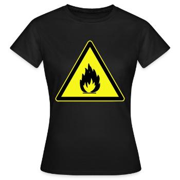 Avertissement de danger inflammable, danger inflammable - T-shirt Femme - noir - Devant - AI Model Female 172 dark (172cm)
