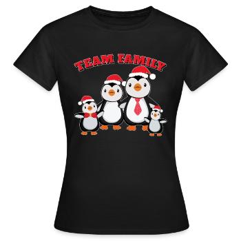 team family pinguin familie weihnachten nadelbaum - Frauen T-Shirt - Schwarz - Vorne - AI Model Female 172 dark (172cm)