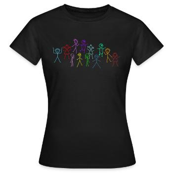 Strichmännchen - Frauen T-Shirt - Schwarz - Vorne - AI Model Female 172 dark (172cm)