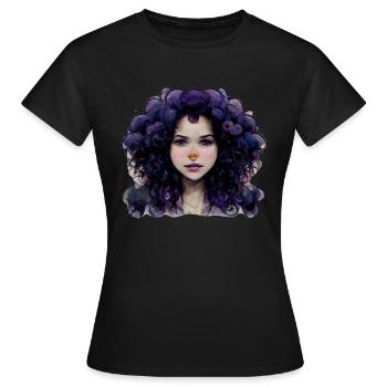 Violett - Frauen T-Shirt - Schwarz - Vorne - AI Model Female 172 dark (172cm)