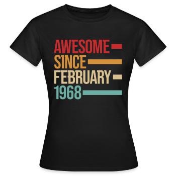 Geburstag Génial depuis février 1968 - T-shirt Femme - noir - Devant - AI Model Female 172 dark (172cm)