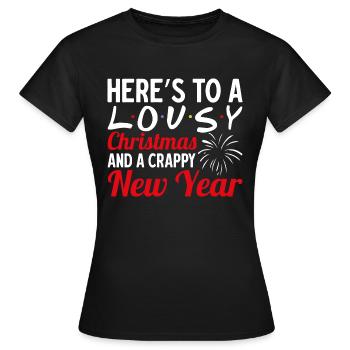 6 Voici un Noël moche et une nouvelle année merdique - T-shirt Femme - noir - Devant - AI Model Female 172 dark (172cm)