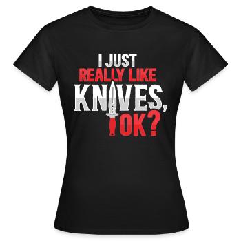 Butcher Knife Knife Knife Collector - Women's T-Shirt - black - Front - AI Model Female 172 dark (172cm)