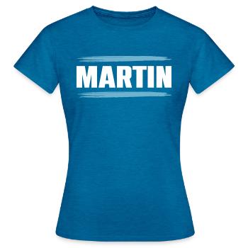 Martin - T-shirt Femme - bleu saphir antique chiné - Devant - AI Model Female 172 dark (172cm)