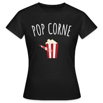 pop corne - T-shirt Femme - noir - Devant - AI Model Female 172 dark (172cm)