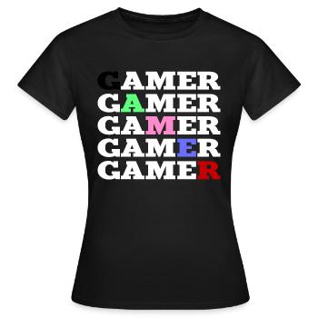 Gamer colorée et blanc - T-shirt Femme - noir - Devant - AI Model Female 172 dark (172cm)