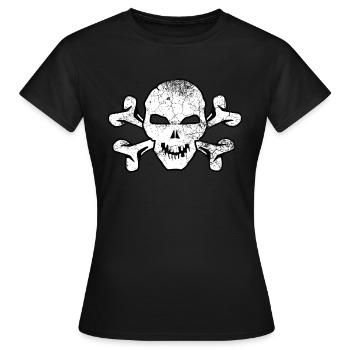 Cracked Skull And Crossbones - Women's T-Shirt - black - Front - AI Model Female 172 dark (172cm)