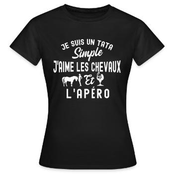 j aime les chevaux et apéro / tata cavalière - T-shirt Femme - noir - Devant - AI Model Female 172 dark (172cm)