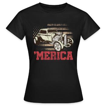 Merica | Vintage Car - Frauen T-Shirt - Schwarz - Vorne - AI Model Female 172 dark (172cm)