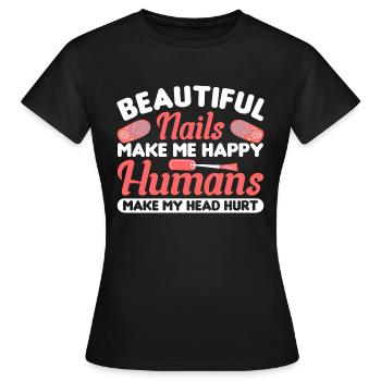 Nail Polish Nail Design Manicure Nail Studio Nails - Women's T-Shirt - black - Front - AI Model Female 172 dark (172cm)