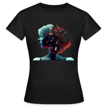 Cyber ist in meinem Kopf - Frauen T-Shirt - Schwarz - Vorne - AI Model Female 172 dark (172cm)