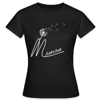 Maman, pissenlit - T-shirt Femme - noir - Devant - AI Model Female 172 dark (172cm)