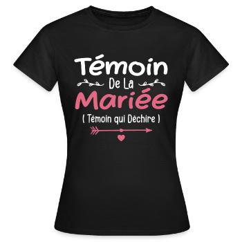 Témoin de la Mariée Témoin qui Déchire - T-shirt Femme - noir - Devant - AI Model Female 172 dark (172cm)