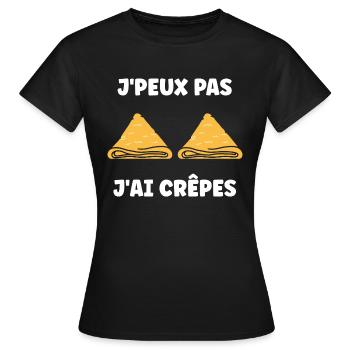 Crêpes Bretagne humour crêpe - T-shirt Femme - noir - Devant - AI Model Female 172 dark (172cm)