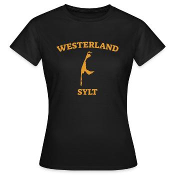 Westerland - Sylt - Nordsee - Anker - Möwe - Insel - Frauen T-Shirt - Schwarz - Vorne - AI Model Female 172 dark (172cm)