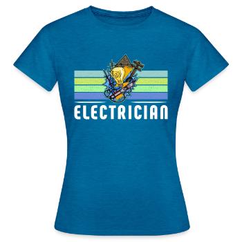 Electrician Electrician Lighting Technician Lamp - Women's T-Shirt - antique blue sapphire heather - Front - AI Model Female 172 dark (172cm)