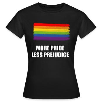 Plus de fierté, moins de préjugés LGBTQ - T-shirt Femme - noir - Devant - AI Model Female 172 dark (172cm)
