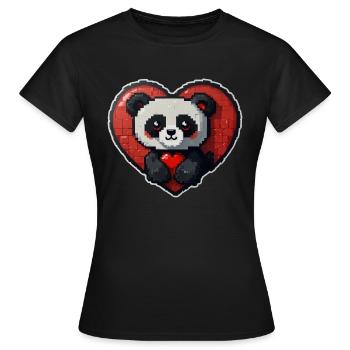 Pixel-Panda mit großem Herz - Frauen T-Shirt - Schwarz - Vorne - AI Model Female 172 dark (172cm)