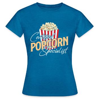 Certified Popcorn Specialist - Popped Corn Kernel - Women's T-Shirt - antique blue sapphire heather - Front - AI Model Female 172 dark (172cm)