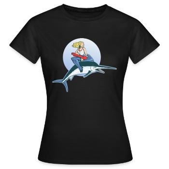 Pin Up sur espadon - T-shirt Femme - noir - Devant - AI Model Female 172 dark (172cm)