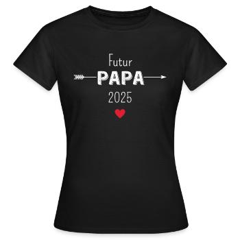 Werdender Papa 2025 - Frauen T-Shirt - Schwarz - Vorne - AI Model Female 172 dark (172cm)