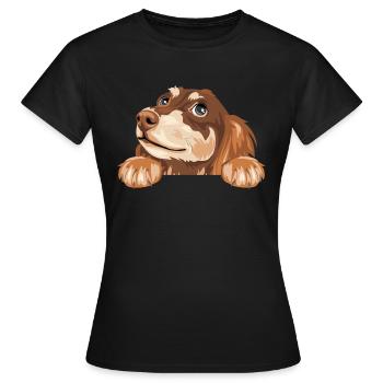 Teckel rêveur - T-shirt Femme - noir - Devant - AI Model Female 172 dark (172cm)