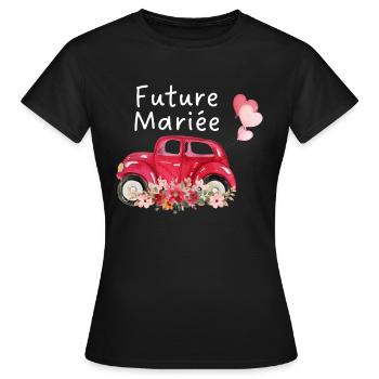 Braut in spe Auto Blumen Braut - Frauen T-Shirt - Schwarz - Vorne - AI Model Female 172 dark (172cm)