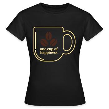 KAFFEETASSEN, EINE TASSE HAPPINES 01 - Frauen T-Shirt - Schwarz - Vorne - AI Model Female 172 dark (172cm)