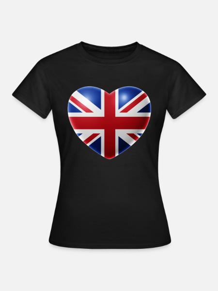 Herz (Großbritannien / Great Britain) - Frauen T-Shirt - Schwarz