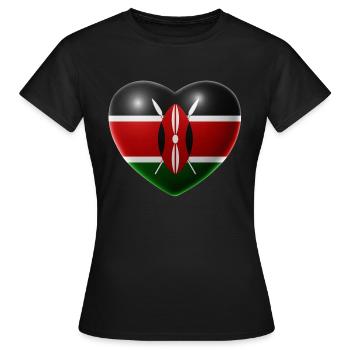 Coeur (Kenya / Kenya) - T-shirt Femme - noir - Devant - AI Model Female 172 dark (172cm)