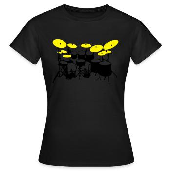 Large drumkit - Women's T-Shirt - black - Front - AI Model Female 172 dark (172cm)