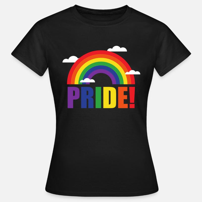 Pride Regenbogen mit Wolken | LGBT | Geschenkidee - Frauen T-Shirt - Schwarz