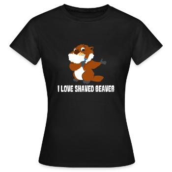 I Love Shaved Beaver - Shave pun sarcasm - Women's T-Shirt - black - Front - AI Model Female 172 dark (172cm)