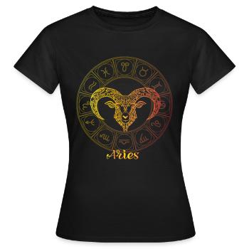 Bélier signe du zodiaque - T-shirt Femme - noir - Devant - AI Model Female 172 dark (172cm)