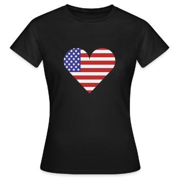 united states flag with heart - Women's T-Shirt - black - Front - AI Model Female 172 dark (172cm)