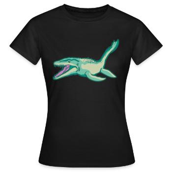 Plesiosaurus dinosaur Dino primeval gift idea - Women's T-Shirt - black - Front - AI Model Female 172 dark (172cm)