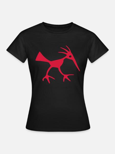 petroglyphe vogel vektor - Frauen T-Shirt - Schwarz